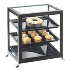 Thumbnail image #1 for Cal-Mil Soho 1575-13 3-Tier Acrylic Pastry Display Case, Dual-Service, Double Doors, Black Frame, 21-1/4"W x 15-3/4"D x 20-3/4"H