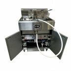 Thumbnail image #1 for Royal Range of California Delux Series RFT-50-3-DM2 Gas Floor Multivat Fryer Battery, 3-Tank, 50 lb Each, Built-In Filtration, Digital Controls