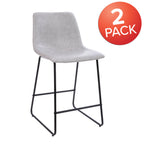 Thumbnail image #1 for Flash Furniture Reagan 2-ET-ER18345-24-LG-GG Counter-Height Armless Bar Stool with Light Gray Bonded Leather Seat and Metal Back