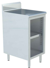 Open Front Stainless Steel Dish Cabinet with 5-Inch Backsplash, 18 x 24 Inch
