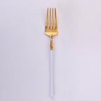 Thumbnail image #1 for Kadra Kitchenware Vikko Dine VF-SF30-IWG 7" 18/10 Stainless Steel Salad Fork, Brushed White & Gold Two-Tone Case of 12