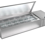 Thumbnail image #5 for Serv-Ware TR60-HC 60-Inch Refrigerated Topping Rail, 12 GN 1/6 Pan Capacity, 304 Stainless Steel, R290