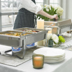 Thumbnail image #2 for Sterno 70153 8 Qt Rectangular Stainless Steel Chafer Set with Lift-Off Cover and Canned Heat