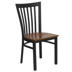 Thumbnail image #1 for Flash Furniture Hercules XU-DG6Q4BSCH-CHYW-GG Restaurant Chair, Metal Schoolhouse Back, Cherry Finish Plywood Seat, Black Powder-Coated Frame