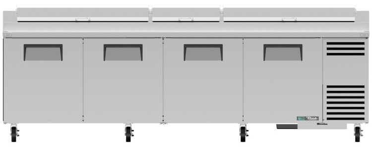 Product image #10 for True TPP-AT-119-HC 4-Section Pizza Prep Table with Side-Mounted Self-Contained Refrigeration
