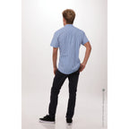 Thumbnail image #2 for Chef Works Gingham SHC02-BLU-4XL Men's Blue Cook Shirt, Short Sleeve, Button Front, Poly/Cotton, 4XL