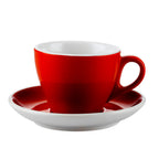Thumbnail image #1 for CAC China E-75-R Porcelain Coffee Cup & Saucer Set, 7-1/2 oz., Round, Red/Super White Case of 36