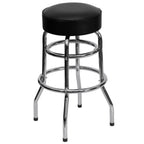 Thumbnail image #1 for Flash Furniture XU-D-100-GG Backless Bar Stool with Black Vinyl Padded Swivel Seat and Chrome Steel Double-Ring Base