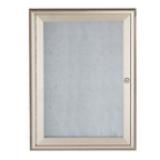 Thumbnail image #1 for AARCO Products Waterfall OWFC3624 Enclosed Wall-Mounted Bulletin Board, Burlap-Weave Vinyl, Aluminum Frame, 24"W x 36"H, Indoor/Outdoor