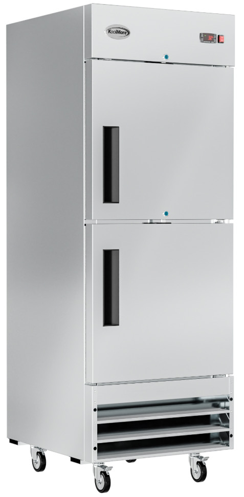 Product image #8 for KoolMore 1-Section Reach-In Refrigerator with Solid Half Doors, 23 Cu. Ft., Stainless Steel, Bottom-Mount Self-Contained