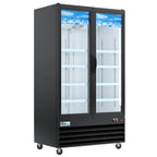 Thumbnail image #1 for USR Brands Coldline CLM-54R Two-Section Glass Door Refrigerator Merchandiser, 36 cu. ft., Bottom-Mounted Self-Contained, Black