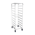 Thumbnail image #2 for Winholt Equipment AL-1810B Mobile Aluminum End-Load Pan Rack, 10-Pan Capacity for 18" Platters, Open Sides, 67"H x 27"W x 20"D
