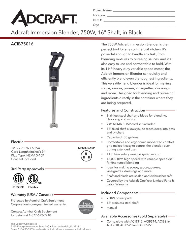 Product image #3 for Adcraft MixStik PRO 750W 16-Inch 2-Speed Immersion Blender