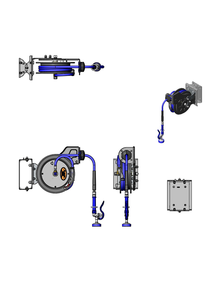 Product image #2 for Open Epoxy Coated Wall/Ceiling Mount Retractable Hose Reel with 3/8" x 15' Hose and High Flow Spray Valve