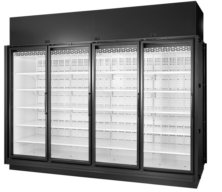 Product image #5 for True 4-Door Low-Temp Glass Door Freezer Merchandiser, 154.4 Cu. Ft., Black Exterior, White Interior