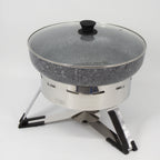 Thumbnail image #1 for Eastern Tabletop EB15733 Round 5.5 qt Aluminum Chafing Dish with Glass Lid and Waterless Base