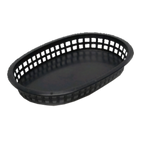 Thumbnail image #1 for TableCraft Products Chicago 1076BK Black Plastic Oval Platter Basket, 10-1/2" x 7-1/4" x 1-1/2" Case of 36