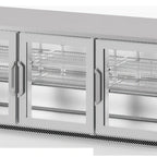 Thumbnail image #1 for Infrico USA IUC-UC72RCR 3-Section Undercounter Refrigerator, Self-Contained Bottom-Mounted, Stainless Steel Exterior, Self-Closing Glass Doors