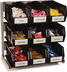 Thumbnail image #3 for Carlisle 9-Bin Condiment Packet Rack with 3-1/2 Qt Plastic Containers, Black Aluminum, Countertop or Wall-Mount