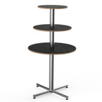 Thumbnail image #1 for Steelite International Mogogo, Polo MGCPPR01MSXX 3-Tier Round Buffet Display Table, 30" Diameter x 55"H, Marble-Look HPL, Stainless Steel