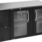 Thumbnail image #1 for Victory Refrigeration VBB58HC-G-B Two-Section Back Bar Refrigerator, 58 in, 2 Glass Doors, Black Exterior, Stainless Steel Top