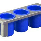 Thumbnail image #1 for Steril-Sil Company E1-BS3OE-PC-BLUE Drop-In Silverware Basket, 1/2-Size, 3-Compartment, Stainless Steel