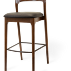 Thumbnail image #2 for JustChair Manufacturing W11730 Wooden Bar Stool, Horse-Collar Contour Back, Padded Vinyl Seat, German Beech Hardwood