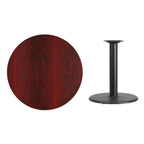 Thumbnail image #2 for Flash Furniture XU-RD-36-MAHTB-TR24-GG Round Dining Table, 36" Diameter, Mahogany Laminate, Cast-Iron Pedestal Base