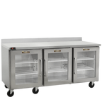 Thumbnail image #1 for Traulsen Dealer's Choice CLUC-72R-GD-WTRRR Three-Door Stainless Steel Worktop Refrigerator, 72.25 in., Glass Doors, ENERGY STAR