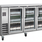 Thumbnail image #1 for Blue Air FSE LLC BLNBB-72SG-HC Three-Door Narrow-Depth Back Bar Cooler with Glass Doors, Stainless Steel, 73-1/8 in. Wide