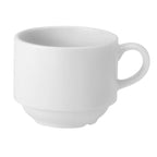 Thumbnail image #1 for Tableware Solutions USA Pure White PWE60020 Stackable China Coffee Cup, 7 oz, Microwave & Dishwasher Safe Case of 6
