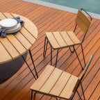 Thumbnail image #2 for Tramontina USA, Inc. 14526-051 Round Table, Seats 4, Teak Wood Top, Carbon Steel Base, Graphite Finish