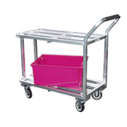 Thumbnail image #1 for SPG International Kelmax 4H1468 2-Tier Aluminum Utility Cart, Open Base, Curved Front, 20 x 36 in Shelves