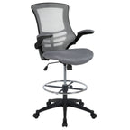 Thumbnail image #1 for Flash Furniture BL-X-5M-D-DKGY-GG Swivel Drafting Chair with Ventilated Mesh Back, Upholstered Seat, Padded Flip-Up Arms and Casters