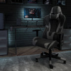 Thumbnail image #2 for Flash Furniture CH-187230-GY-GG High-Back Gaming Chair with LeatherSoft Upholstery, Padded Arms and Casters