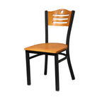 Thumbnail image #4 for JustChair Manufacturing M63318-VS Stackable Side Chair with Veneer Laser-Cut Back, Veneer Seat and Black Steel Frame