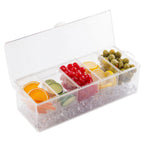 Thumbnail image #2 for TableCraft Products 10007 5-Compartment Clear Plastic Bar Condiment Holder, 16-1/8 x 6-1/4 x 5 in. Case of 6