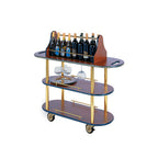 Thumbnail image #1 for Lakeside Manufacturing 37207 Oval Laminate Wine Cart with 3 Open Shelves and Stemware Rack, 42-1/2"W x 16"D x 47-1/4"H