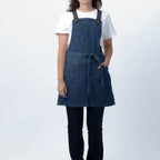 Thumbnail image #1 for Chef Works ABS01WS-MDB-0 Short Snap Bib Apron, Medium Blue, 100% Cotton, 27.5"L x 28.7"W, 3 Pockets