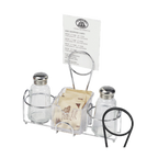 Thumbnail image #1 for G.E.T. 4-22735 . . 2-Compartment Chrome-Plated Metal Condiment Caddy with Menu Holder Case of 12