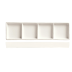 Thumbnail image #1 for Libbey Chef's Selection II BW-4444 Porcelain Rectangular 4-Compartment Tray, 10-5/8" x 3-1/4"