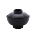 Thumbnail image #1 for Korin Inc Mokume NR-628 9 oz Black Melamine Round Bowl with Lid, 4-3/4" Diameter x 3-1/2"H