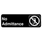 Thumbnail image #1 for Thunder Group PLIS9305BK No Admittance Sign, Self-Adhesive, White Lettering on Black, 9" x 3" Case of 144