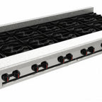 Thumbnail image #1 for Venancio USA Elite Series R72CT-72B 72" Gas Countertop Hotplate, 12 Cast-Iron Burners, Stainless Steel Front & Sides, Adjustable Legs