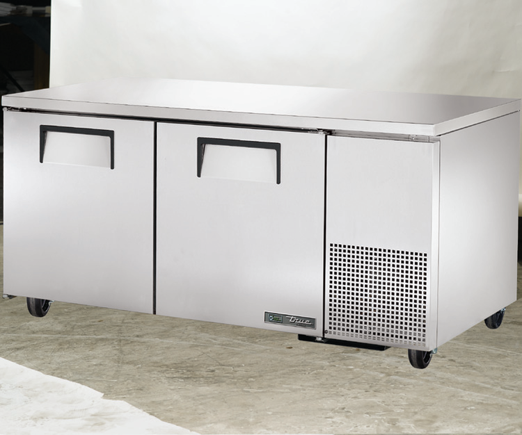 Product image #5 for True 67 1/4-Inch 2-Section Deep Undercounter Freezer with 2 Solid Doors and Side-Mounted Self-Contained Refrigeration