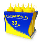 Thumbnail image #2 for New Star Foodservice Inc. 26610 32 oz Yellow Plastic Wide-Mouth Squeeze Bottle with Cap, Single Tip Case of 4