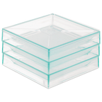 Thumbnail image #2 for JB Prince R493 Square Plastic Bento Plate, 6-3/4" x 6-3/4" x 1-3/8", Sea Green, Stackable