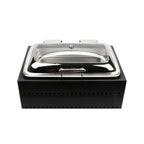 Thumbnail image #1 for G.E.T. Strata ST11602114K 8 qt Rectangular Stainless Steel Chafing Dish Kit with Hinged Glass Clamshell Lid