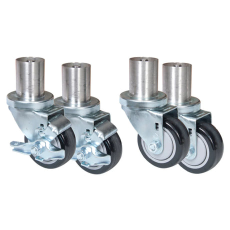 (Quick Ship) BK Resources 5” Polyurethane Swivel Casters w/ Brakes – Set of 4 for Chef & Steam Tables