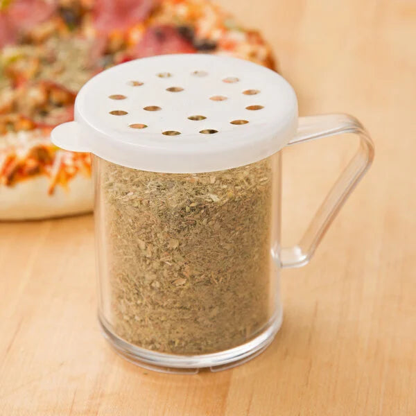 (Quick Ship) Cambro 96SKRP134 Camwear® 10 oz Polycarbonate Shaker with White Lid for Parsley or Herbs